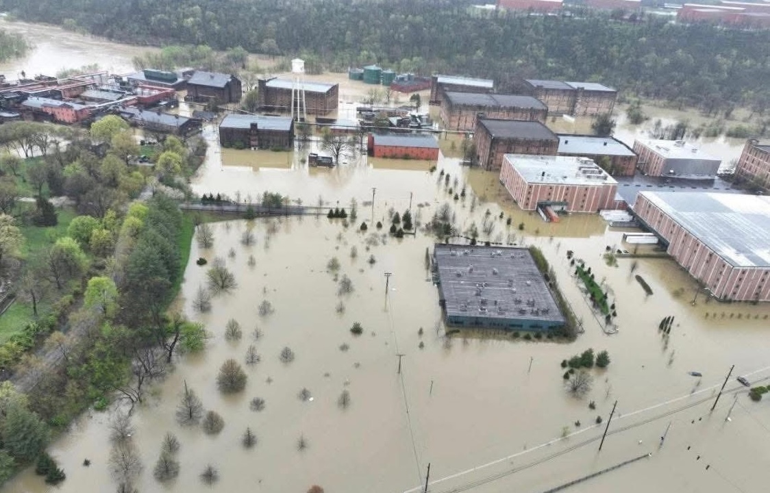 Buffalo Trace aerial shot flood